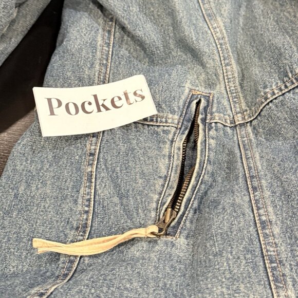 Penny Lane VTG Y2K MixIt Denim Jean Faux Fur Womens Hippie Coat Jacket Sz Medium - Picture 8 of 10